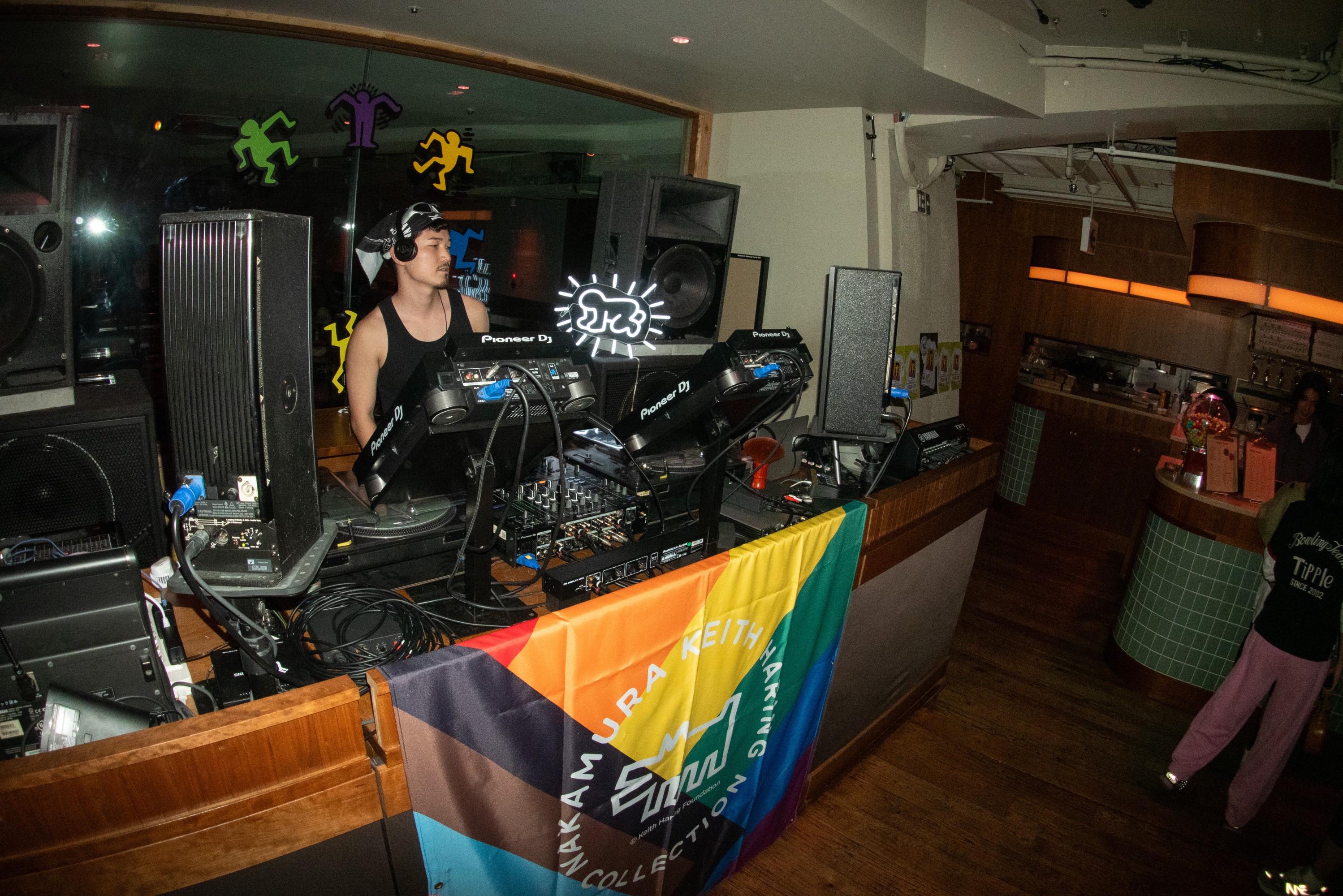 DJ booth at the opening party