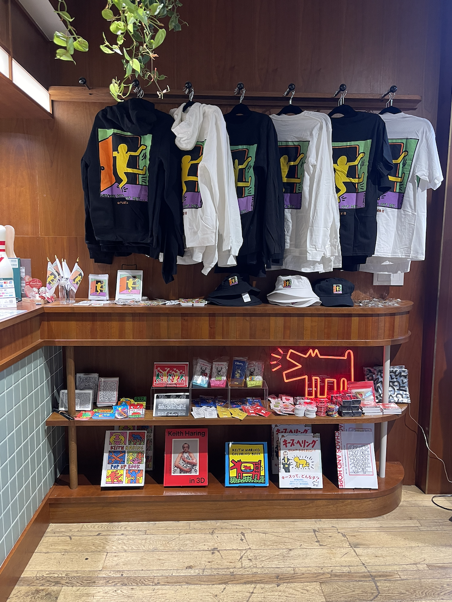 Merchandise display at the pop-up shop